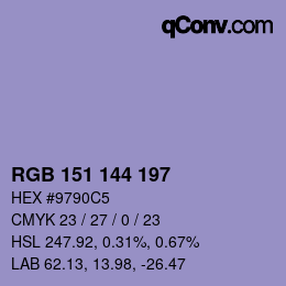 Color code: RGB 151 144 197 | qconv.com