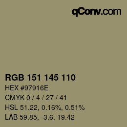Color code: RGB 151 145 110 | qconv.com