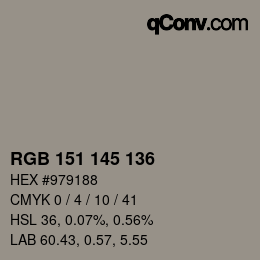 Código de color: RGB 151 145 136 | qconv.com