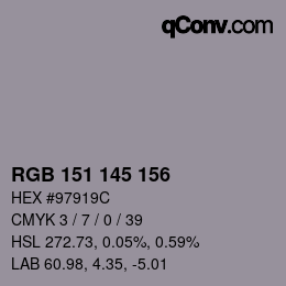 Código de color: RGB 151 145 156 | qconv.com