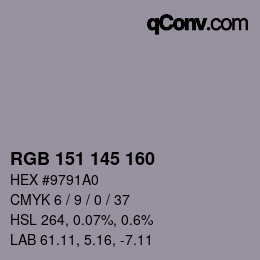 Color code: RGB 151 145 160 | qconv.com