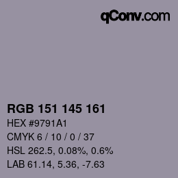 Color code: RGB 151 145 161 | qconv.com