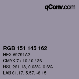 Color code: RGB 151 145 162 | qconv.com