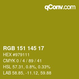 Color code: RGB 151 145 17 | qconv.com