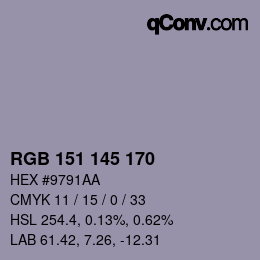 Color code: RGB 151 145 170 | qconv.com