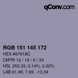 Color code: RGB 151 145 172 | qconv.com