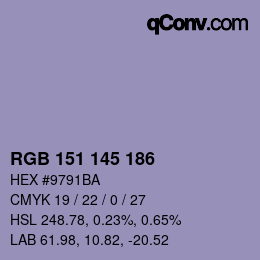 Color code: RGB 151 145 186 | qconv.com