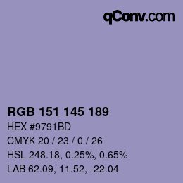 Color code: RGB 151 145 189 | qconv.com