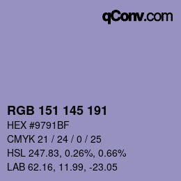Color code: RGB 151 145 191 | qconv.com