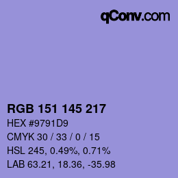 Código de color: RGB 151 145 217 | qconv.com