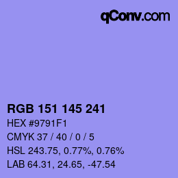 Color code: RGB 151 145 241 | qconv.com
