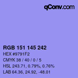 Color code: RGB 151 145 242 | qconv.com