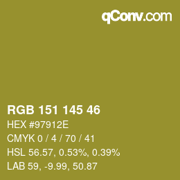 カラーコード: RGB 151 145 46 | qconv.com