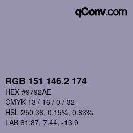 Color code: RGB 151 146.2 174 | qconv.com