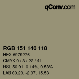 カラーコード: RGB 151 146 118 | qconv.com