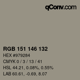 Color code: RGB 151 146 132 | qconv.com