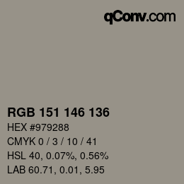 Farbcode: RGB 151 146 136 | qconv.com