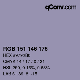 颜色代码: RGB 151 146 176 | qconv.com