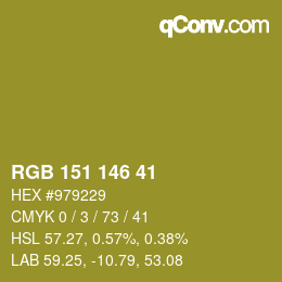 Color code: RGB 151 146 41 | qconv.com