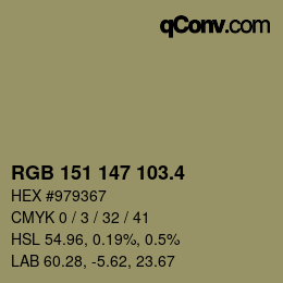 カラーコード: RGB 151 147 103.4 | qconv.com