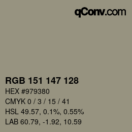 Color code: RGB 151 147 128 | qconv.com