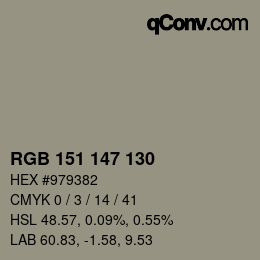 Código de color: RGB 151 147 130 | qconv.com