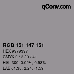 Code couleur: RGB 151 147 151 | qconv.com