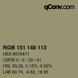 Color code: RGB 151 148 113 | qconv.com