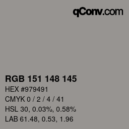 カラーコード: RGB 151 148 145 | qconv.com