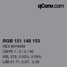 颜色代码: RGB 151 148 153 | qconv.com