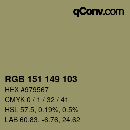Code couleur: RGB 151 149 103 | qconv.com