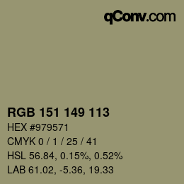 カラーコード: RGB 151 149 113 | qconv.com