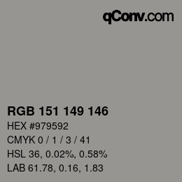 カラーコード: RGB 151 149 146 | qconv.com