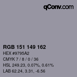 カラーコード: RGB 151 149 162 | qconv.com