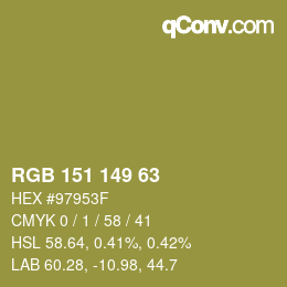 カラーコード: RGB 151 149 63 | qconv.com