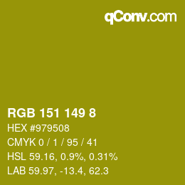 Color code: RGB 151 149 8 | qconv.com