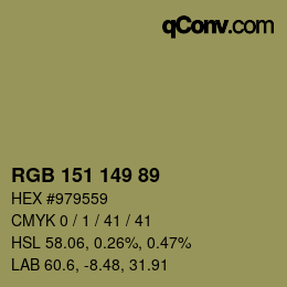 カラーコード: RGB 151 149 89 | qconv.com