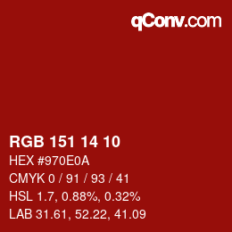 Color code: RGB 151 14 10 | qconv.com