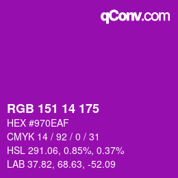 Color code: RGB 151 14 175 | qconv.com