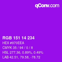 Color code: RGB 151 14 234 | qconv.com