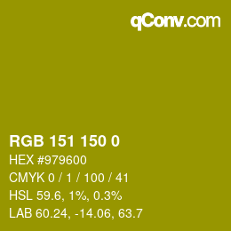 Color code: RGB 151 150 0 | qconv.com