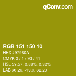 Color code: RGB 151 150 10 | qconv.com