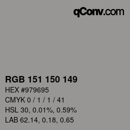 カラーコード: RGB 151 150 149 | qconv.com