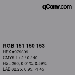 Farbcode: RGB 151 150 153 | qconv.com