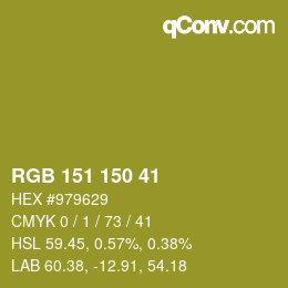 Color code: RGB 151 150 41 | qconv.com