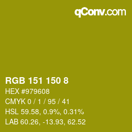 颜色代码: RGB 151 150 8 | qconv.com