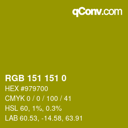 Color code: RGB 151 151 0 | qconv.com