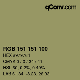 Color code: RGB 151 151 100 | qconv.com
