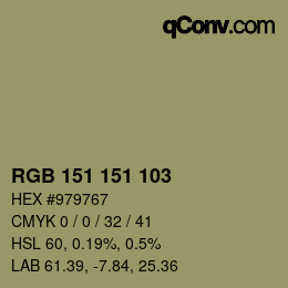 カラーコード: RGB 151 151 103 | qconv.com