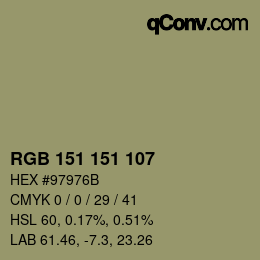 カラーコード: RGB 151 151 107 | qconv.com